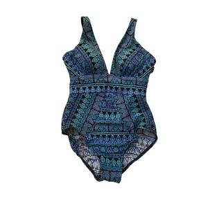 Miracle Suit Gypsy Odyssey one piece swimsuit wireless Aztec blue slimming XS/S